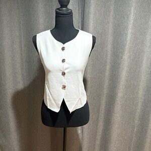 H&M White Sleeveless Button-Front Camisole